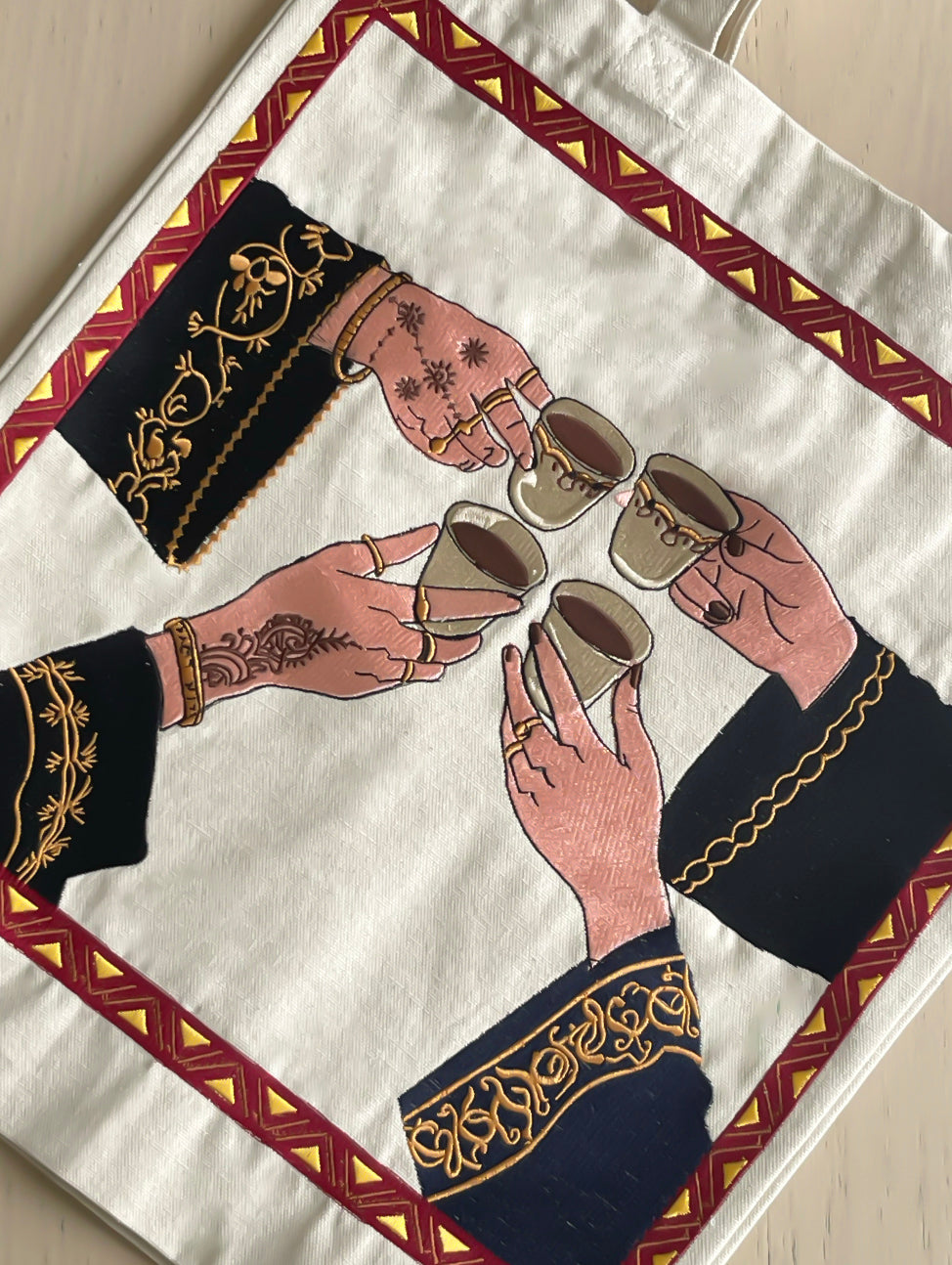 Arab Coffee Embroidered Tote Bag