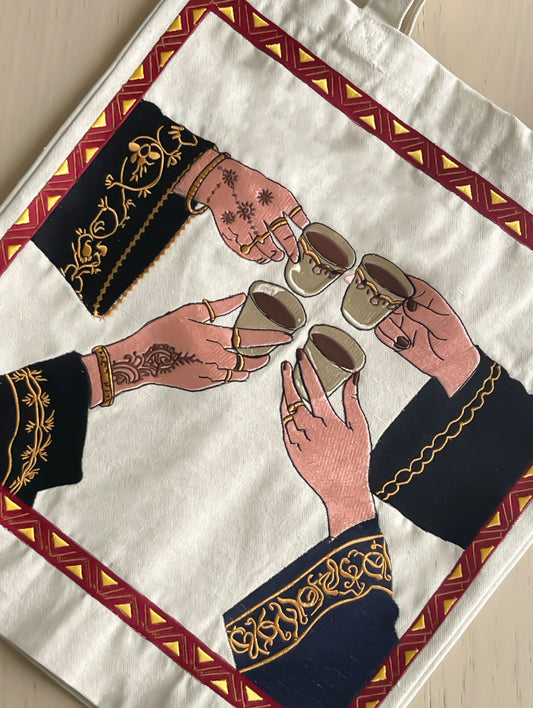 Arab Coffee Embroidered Tote Bag