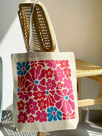 Flowers Print Tote Bag