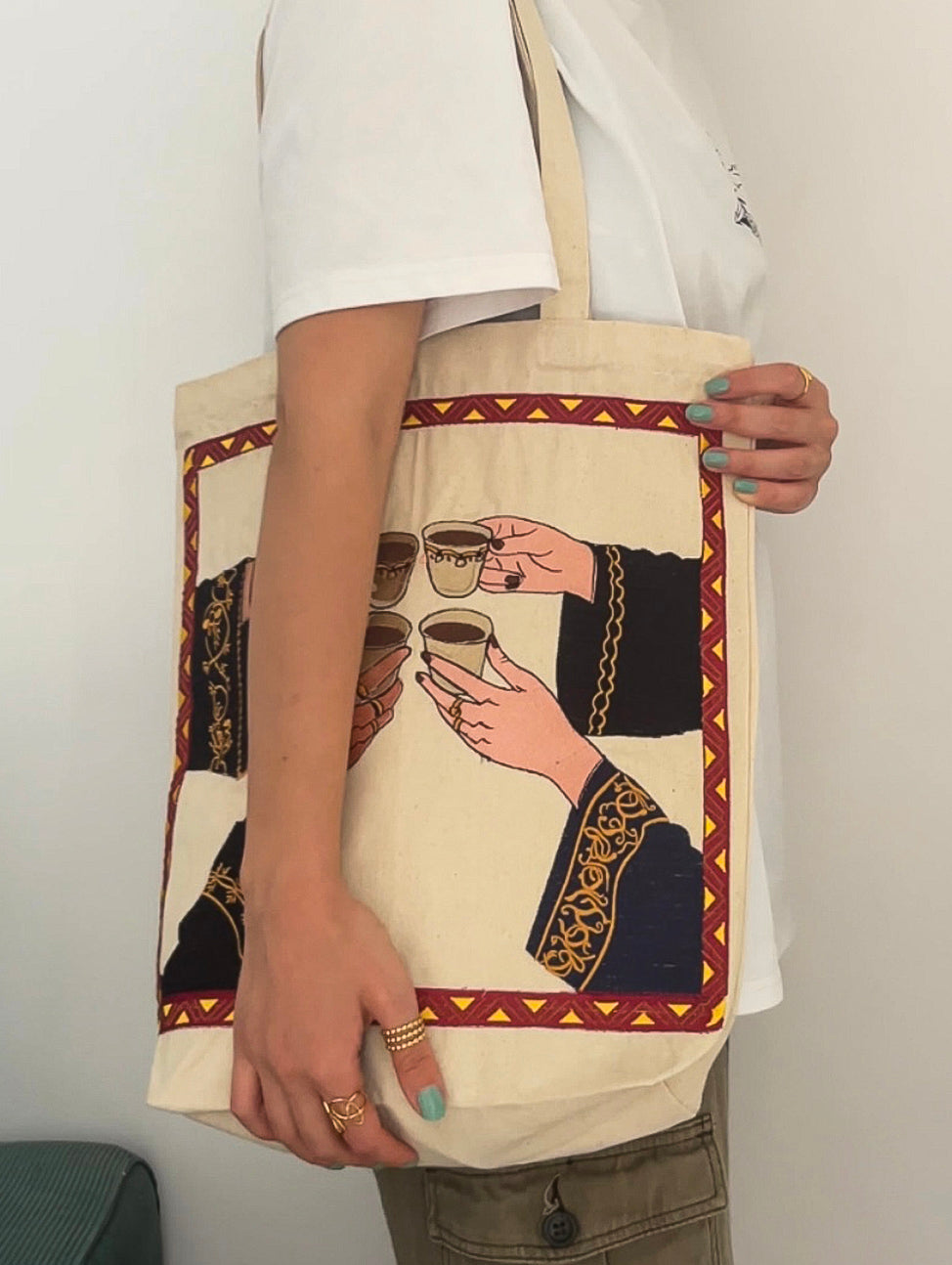 Arab Coffee Embroidered Tote Bag