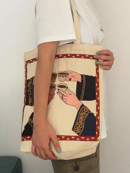 Arab Coffee Embroidered Tote Bag